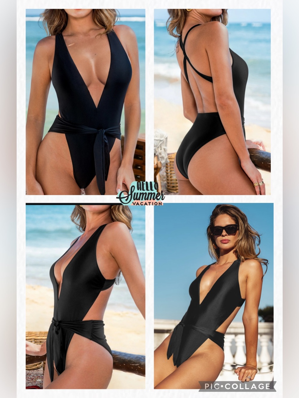 NWT CupShe x Kelsey Anderson monokini Swimsuit with Waist Tie size S